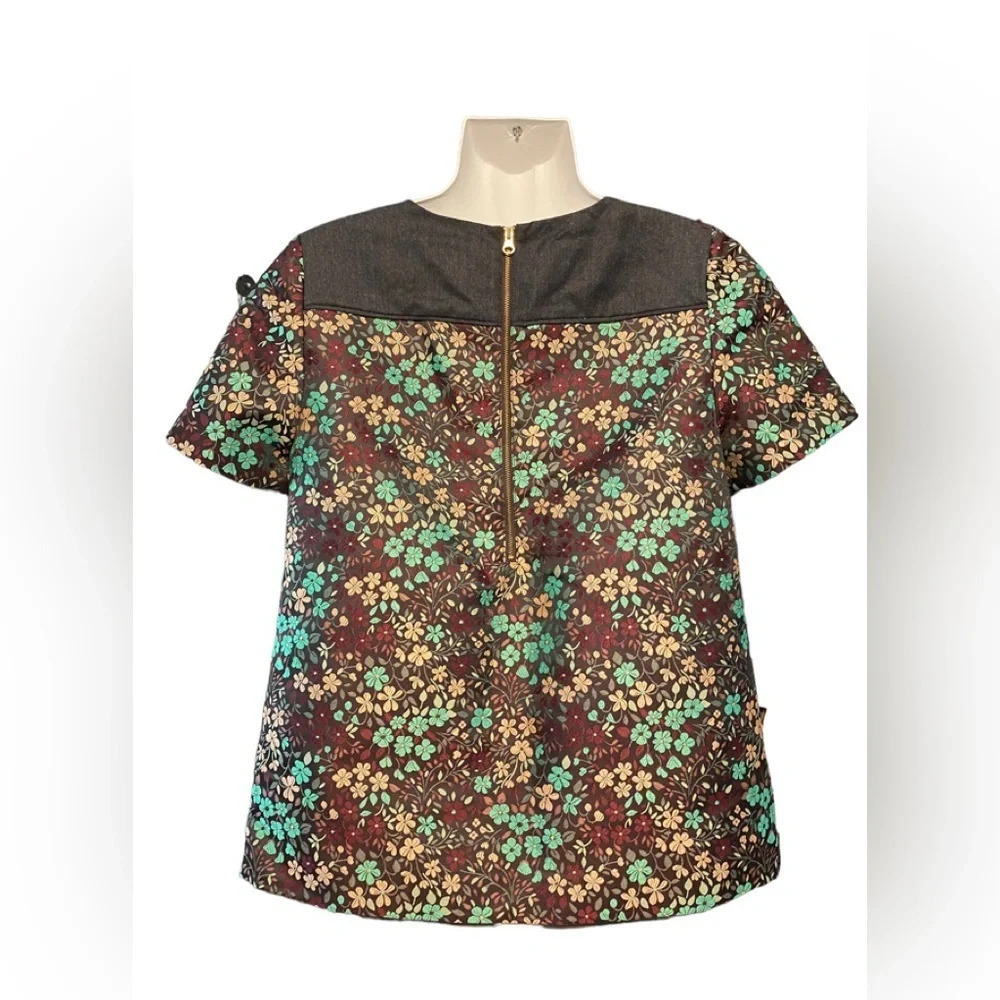J. Crew Collection Black Label Brocade and Wool Yoke Top - Picture 4 of 10